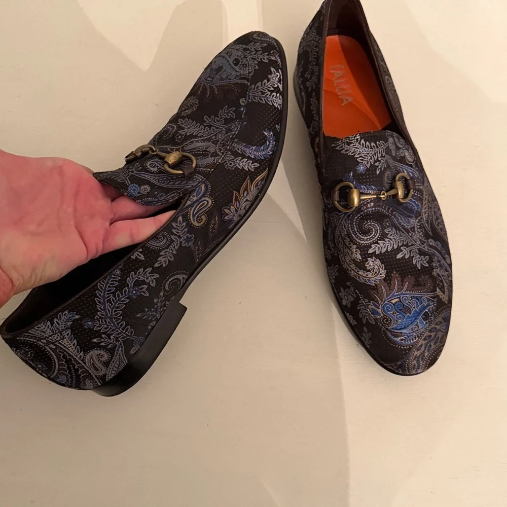 Tallia Men's Lorenzo bit paisley Loafers size 10 black dress shoes